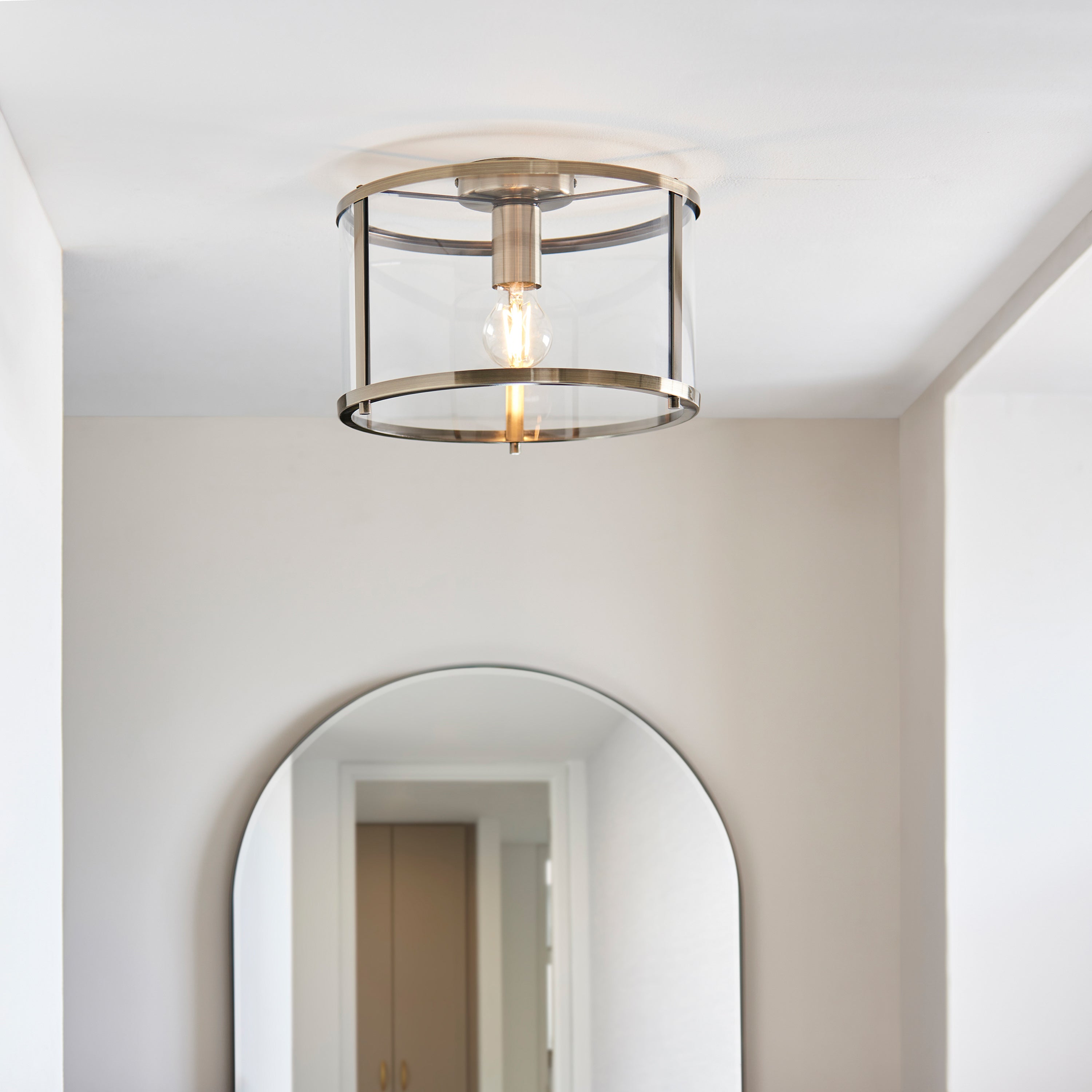 Abern Antique Brass & Clear Glass Ceiling Light